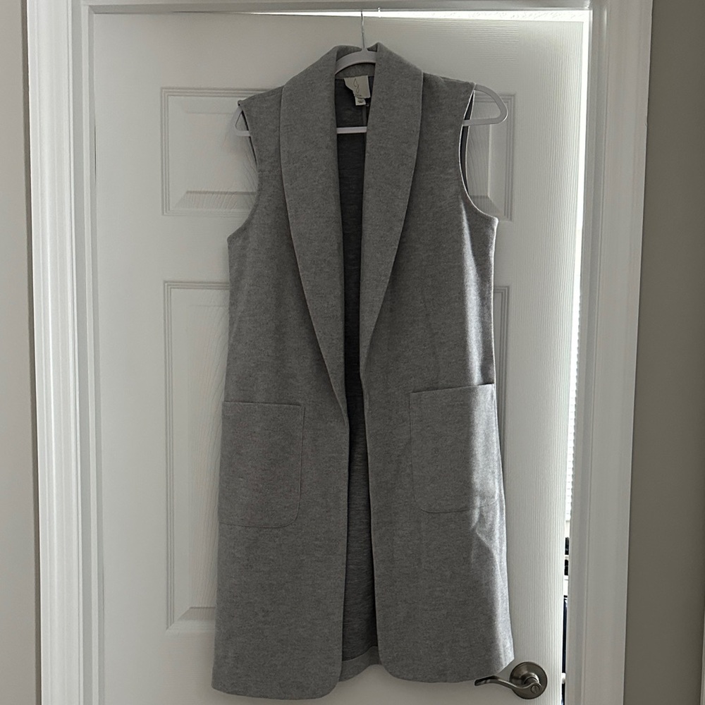 Joie long Gray Sleeveless Open Front Vest